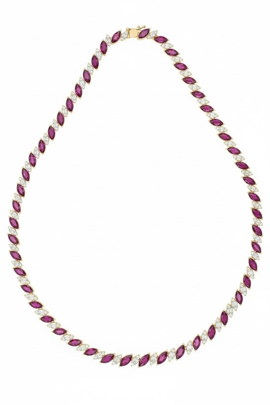 Latelita Viscountess Statement Tennis Necklace Ruby Gold