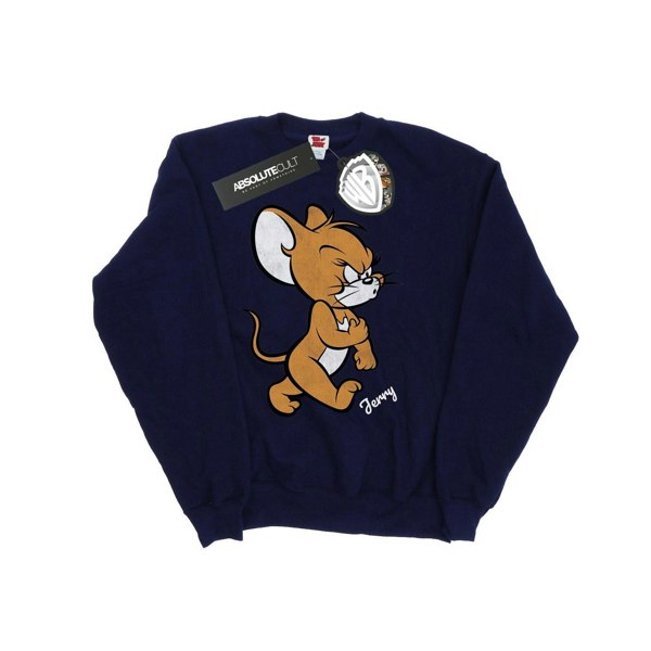 Tom and Jerry Mens Angry Mouse Cotton Sweatshirt - Navy Blue