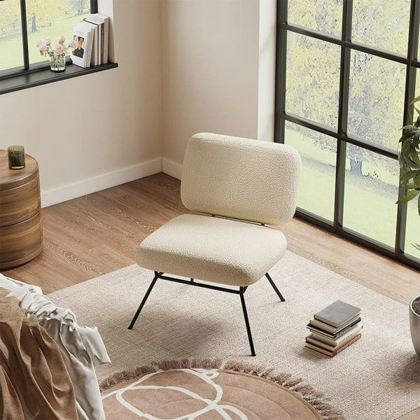H 80cm Faux Wool Cocktail Chair Metal Frame Occasional Chair Cocktail Chairs Living and Home