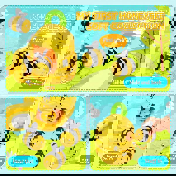 deAO My First Honeybee Soft Plush Playset – Interactive Hide & Seek Beehive Sensory Toy for Babies & Toddlers, Early Learning Gift