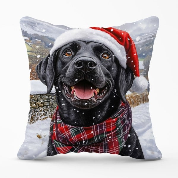 Warren Reed Christmas Black Labrador Cushion