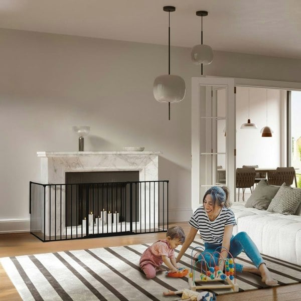 Safetots Multi Panel Fire Surround, 51cm Deep x 138cm Wide, Black, 70cm Tall, Child and Pet Safety, Baby and Toddler Fire Guard