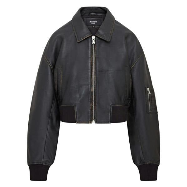 Infinity Leather Womens Oversized Leather MA-1 Bomber Jacket - Bozeman