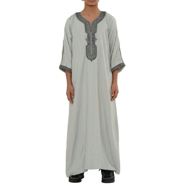 Boy's Moroccan Thobe Half Sleeve Gandoura Embroidery Kaftan-TruClothing