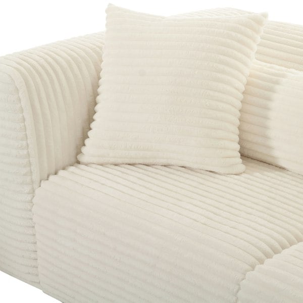 Furniture Edit Tarra Fluffy Oversized Cream Corduroy Modular Loveseat