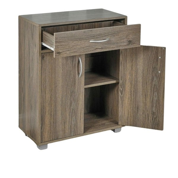 Rafaelo Mobilia Wooden Storage Cabinet Organiser With Drawer Grey Oak