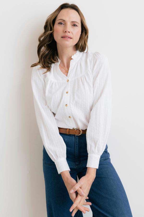 Wayfaring Embroidered Cotton Blouse White