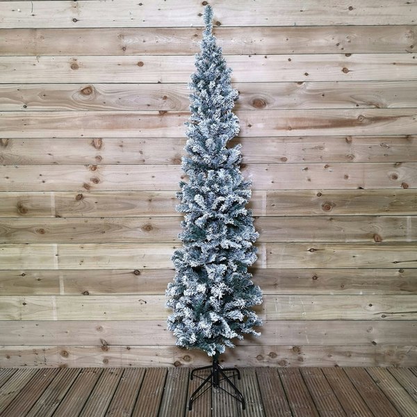 Samuel Alexander 6.5ft (2m) Premier Snow Flocked PVC Spruce Pine Slim Christmas Tree in Green