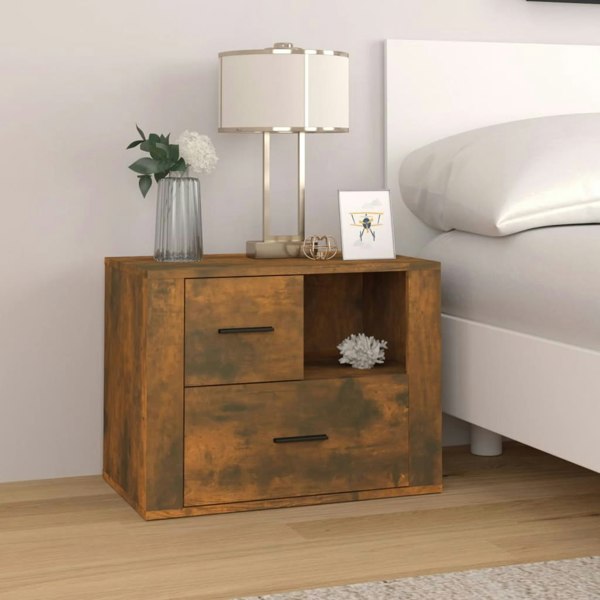 Berkfield Bedside Cabinet Smoked Oak 60x36x45 cm Engineered Wood