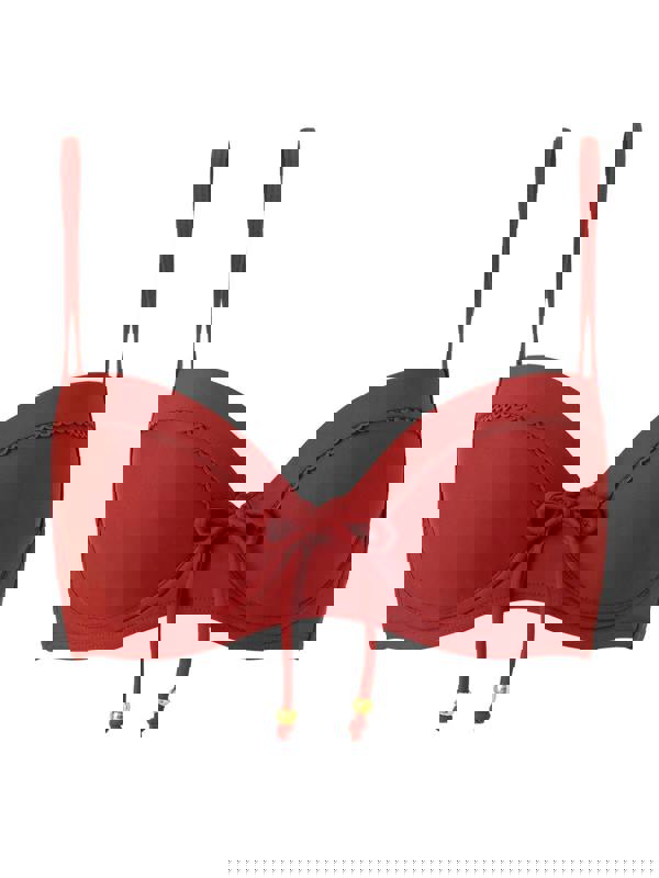 Burnt Orange Underwired Tie Detail Bikini Top