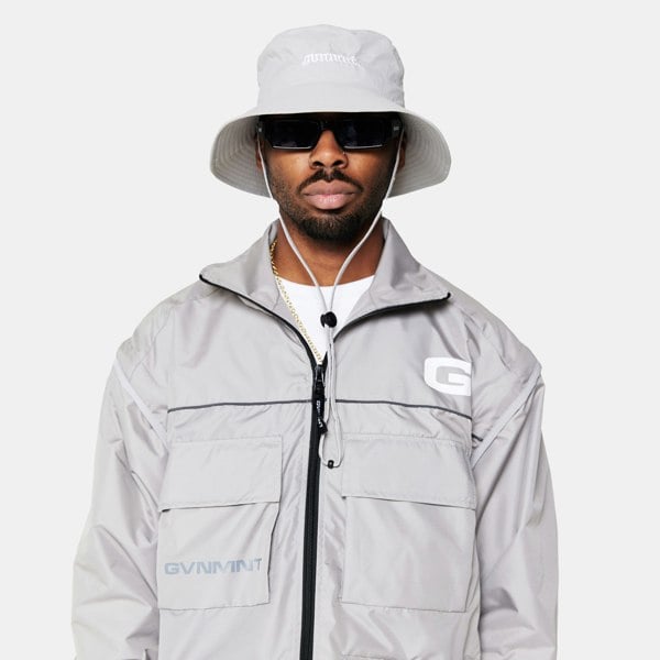 GVNMNT Clothing Co Wide Brim Bucket Hat - Light Grey