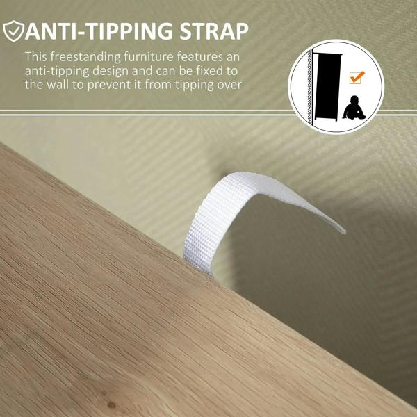 Light wood cabinet base with anti-tip strap attachment