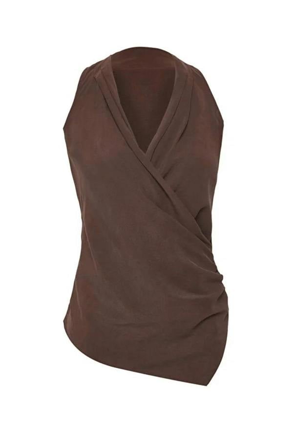 Hoxton Gal Modal Wrap-Front Woven Blouse