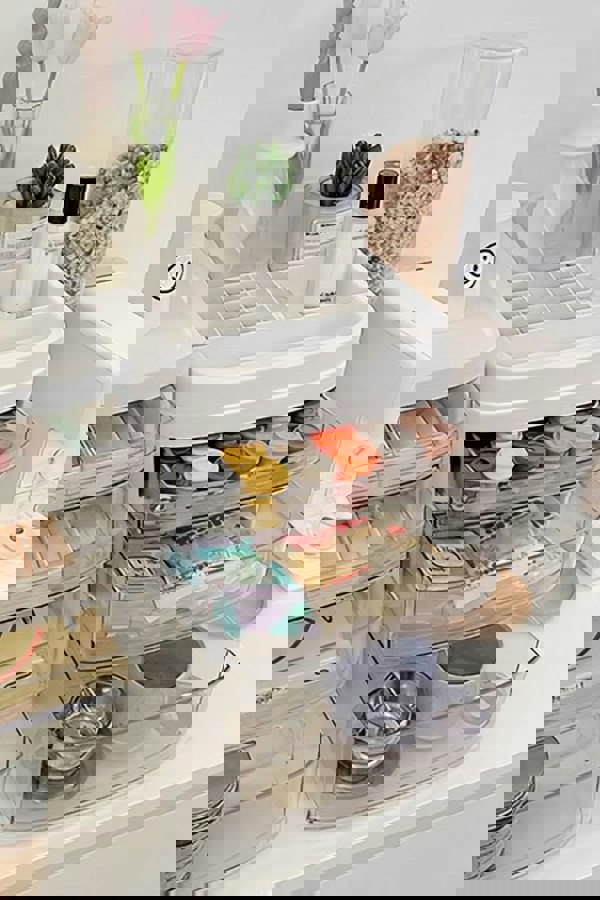 Living and Home 3 Tier Cosmetic Drawer Storage Trolley Mobile To Store Cosmetics Storage Box