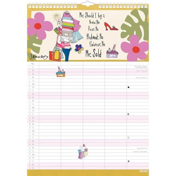 Born To Shop A3 Family Organiser 2027, Family Planners, Month To View, Humour, Gift