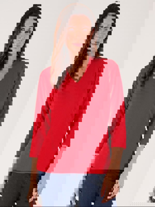 PennyPlain High Back V-neck Top - Red