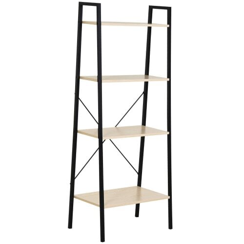 Wyld Haus Karafi Wood And Metal Oak And Black 4 Tier Ladder Style Bookshelf