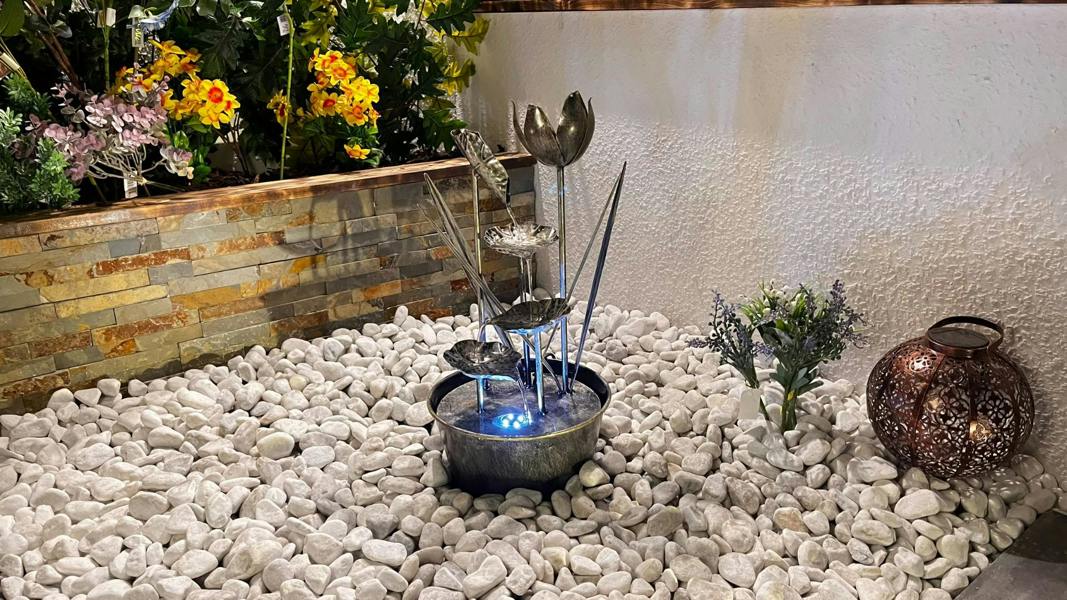Tranquillity Water Features Small Flower Modern Metal Water Feature