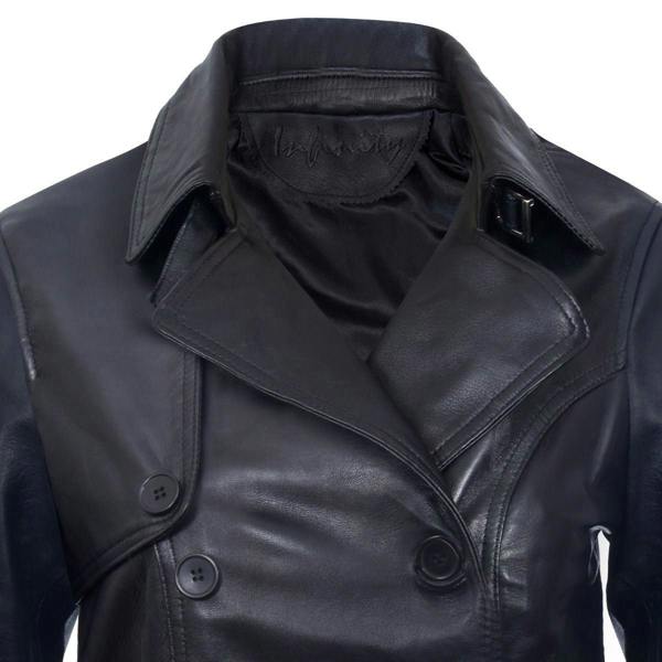 Womens Mid Length Leather Trench Coat -Oakham - Upperclass Fashions 