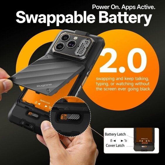 RugOne Xever 8 16GB 256GB/2TB Rugged Black Android Smartphone