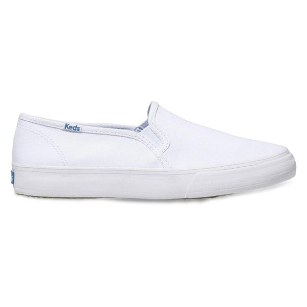 Keds Double Decker Canvas White Slip On Sneakers with Rubber Outsole