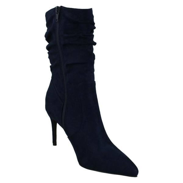Spot On Ladies Spot On High Heel Rouched Leg Calf Boots F51232