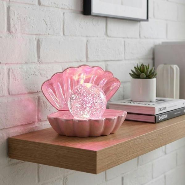 Garden Greatness Blush Pearl Clam Shell Glitter Lamp