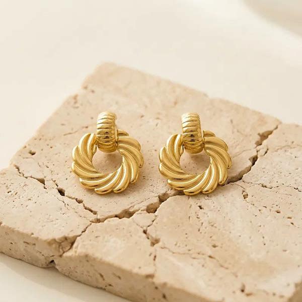 Elk & Bloom Chunky 14K Gold Triple Wrap Studs
