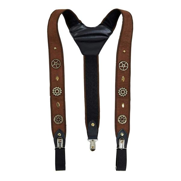 Bristol Novelty Unisex Adults Steampunk Braces - Brown - 