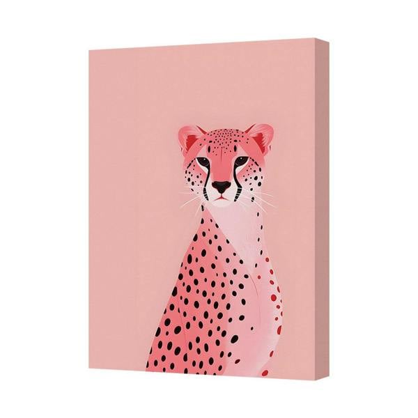 Benjamin Tate Design Pink Leopard Canvas Art Print Hand Stretched On Deep Wooden Frame UK Made