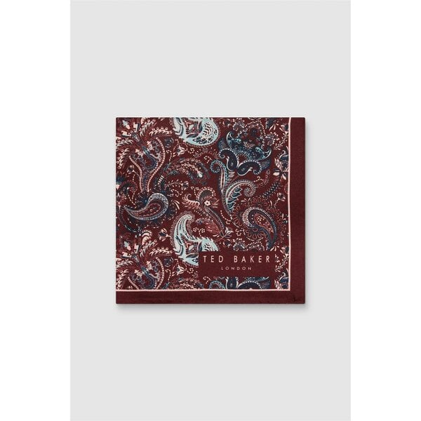 Ted Baker Burgundy Paisley Silk Pocket Square
