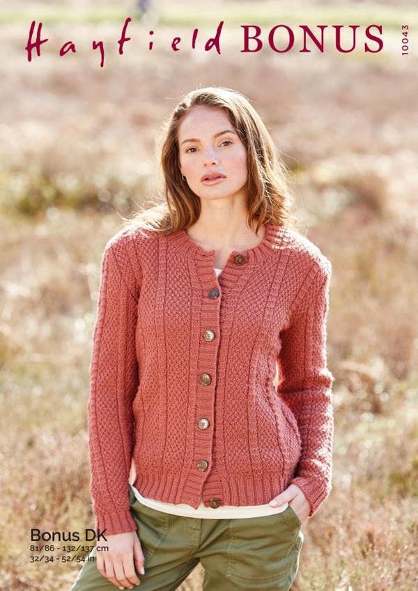 Hayfield Bonus DK Knitting Pattern 10043, Cardigans for Women, 32 - 54 Inches