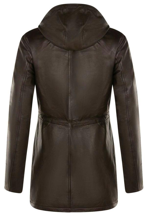 Infinity Leather Womens Leather Hooded Parka Jacket-Bucharest
