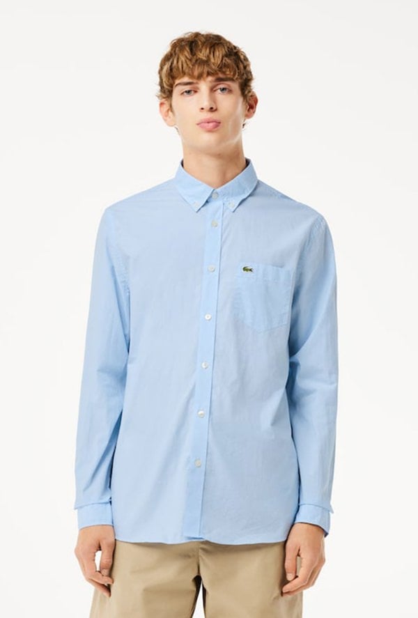 Lacoste Men's Regular Fit Gingham Poplin Shirt - Blue