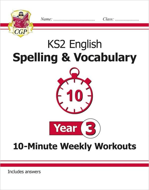 CGP KS2 Year 3 10-Minute Weekly Workout Bundle – Ages 7-8 (Maths, English, Times Tables, Spelling and Vocabulary)
