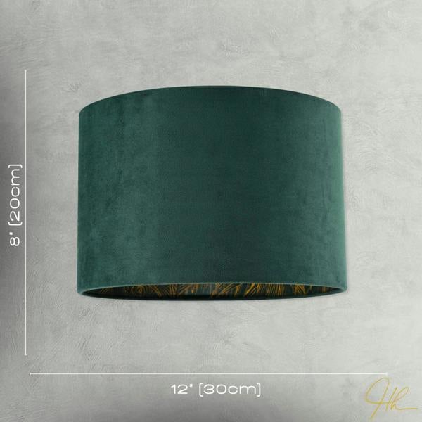 Forest Green Velvet Lamp Shade with Inner Shiny Gold Palm Tree Design Image 7
