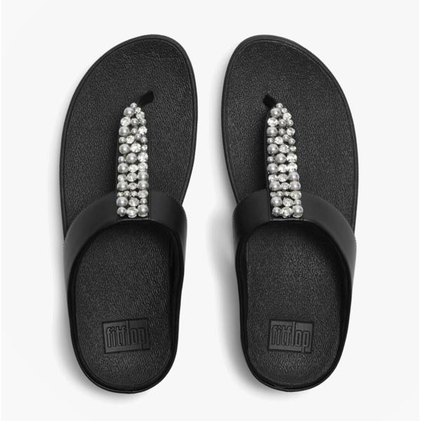 FitFlop FitFlop FINO PEARLS AND CRYSTAL Womens Toe-Post Sandals Black