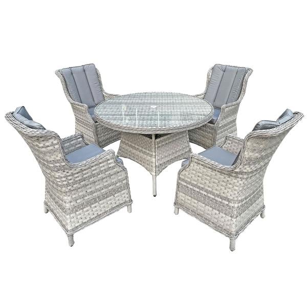 Oseasons Knightsbridge XL Rattan 4 Seat Dining Set in Dove Grey