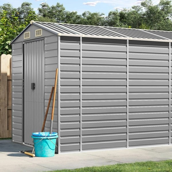 Berkfield Garden Shed Light Grey 191x640x198 cm Galvanised Steel