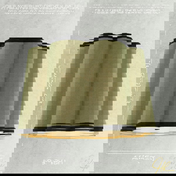 Olive Green Linen Scallop Drum Lamp Shade with Black Cotton Trims Image 6