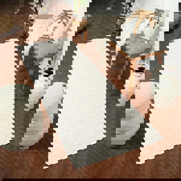 Livabliss Freud-Modern Ivory Off-White High Pile Checkered Rug