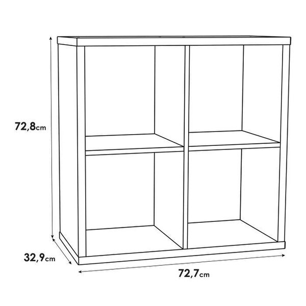 Wyld Haus Driftstone Matt White Wood 4 Cube Bookshelf Storage Unit