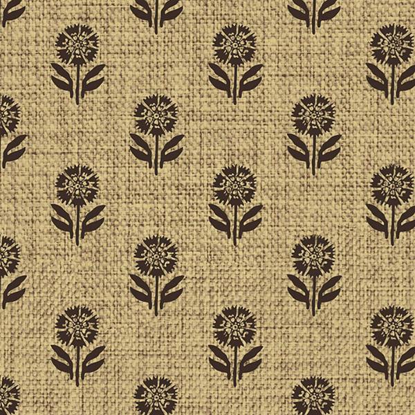 Joules Wood Block Floral Grasscloth/Brown Wallpaper
