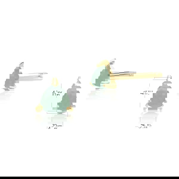 135E1183039 Classic Trillion Green Jade Triangle Stud Earrings in 9ct Yellow Gold 3