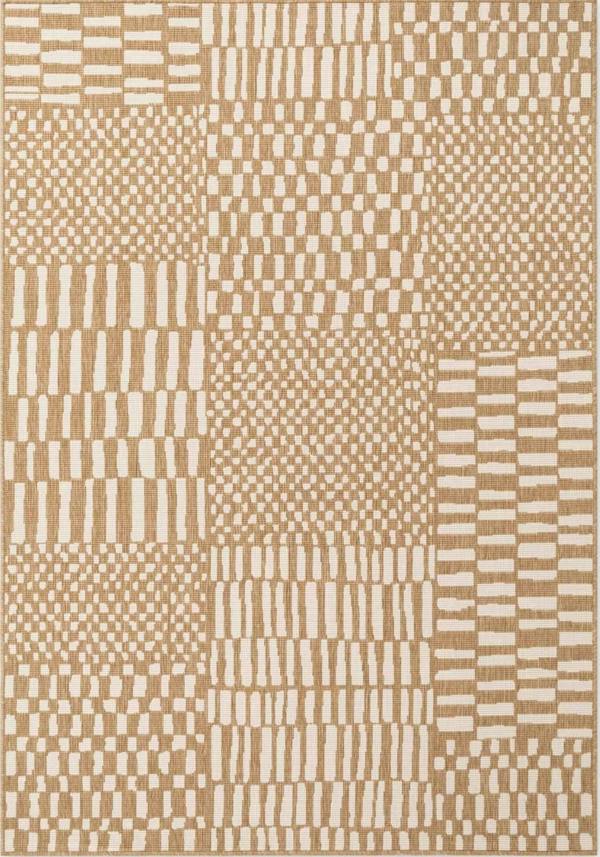 Patterned rug with beige and brown colors