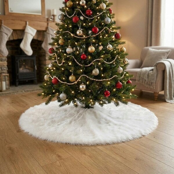 Garden Greatness Plush Faux Fur Christmas Tree Skirt