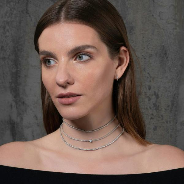 925 Sterling Silver Marquise Choker Necklace for Women with Cubic Zirconia Stones - namana.london
