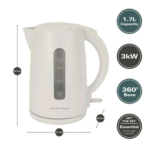 Hamilton Beach Essential Rapid Boil Kettle & 4 Slice Toaster Set - White - Hamilton Beach UK