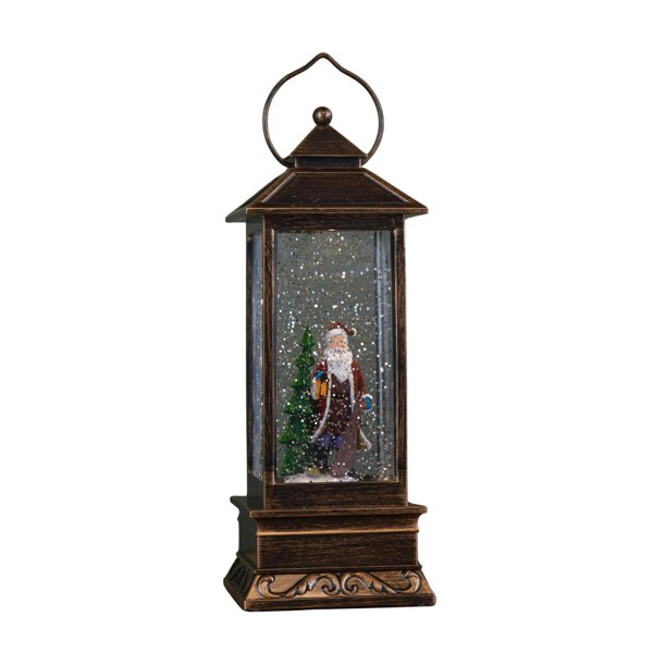 Samuel Alexander 27cm Battery Operated Light up Bronze Christmas Water Spinner with Santa Scene & LEDs