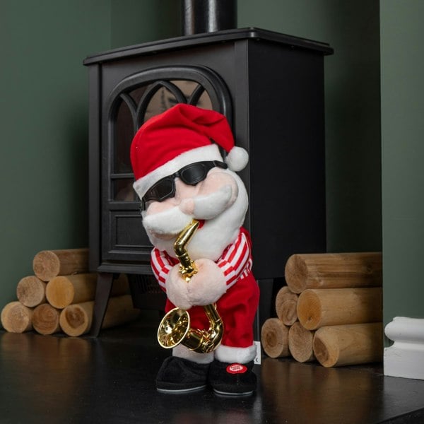 Samuel Alexander 35cm Battery Powered Animated and Singing Santa with Saxophone Decoration